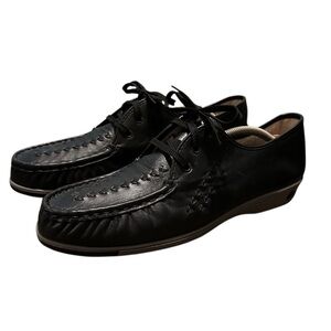 Women's Soft Spots Bonielite Lace Up Black Leather Comfort Oxford Shoes - 13 M